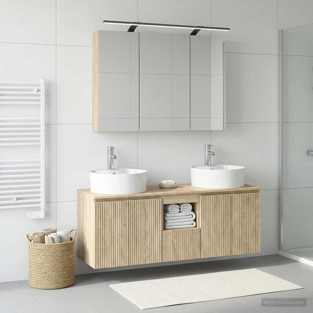 Bathroom Cabinet Set 4 pcs Sonoma Oak Engineered Wood