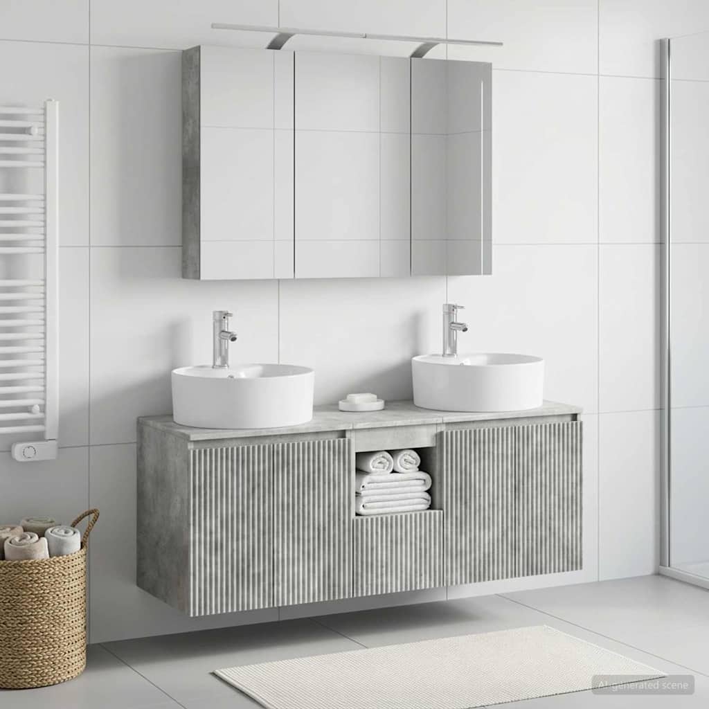 Bathroom Cabinet Set 4 pcs Concrete Grey Engineered Wood