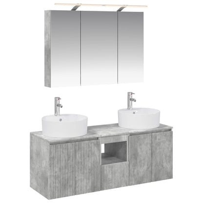 Bathroom Cabinet Set 4 pcs Concrete Grey Engineered Wood