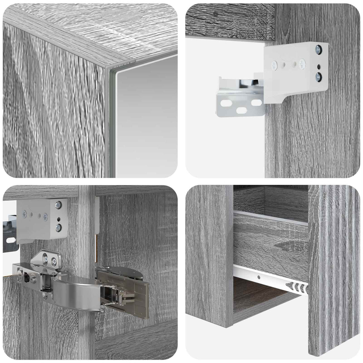 Bathroom Cabinet Set 4 pcs Grey Sonoma Engineered Wood