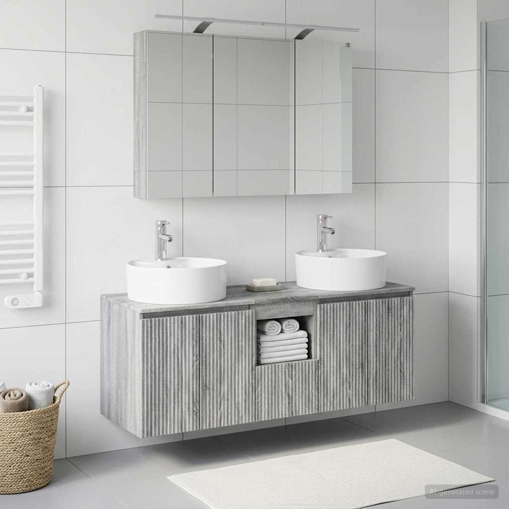 Bathroom Cabinet Set 4 pcs Grey Sonoma Engineered Wood
