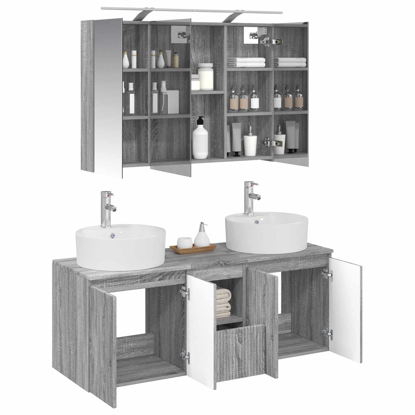 Bathroom Cabinet Set 4 pcs Grey Sonoma Engineered Wood