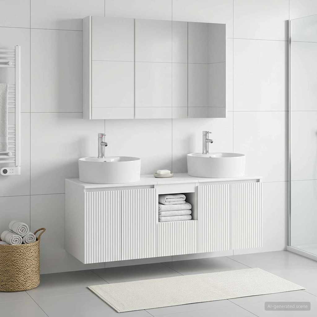 Bathroom Cabinet Set 4 pcs White Engineered Wood