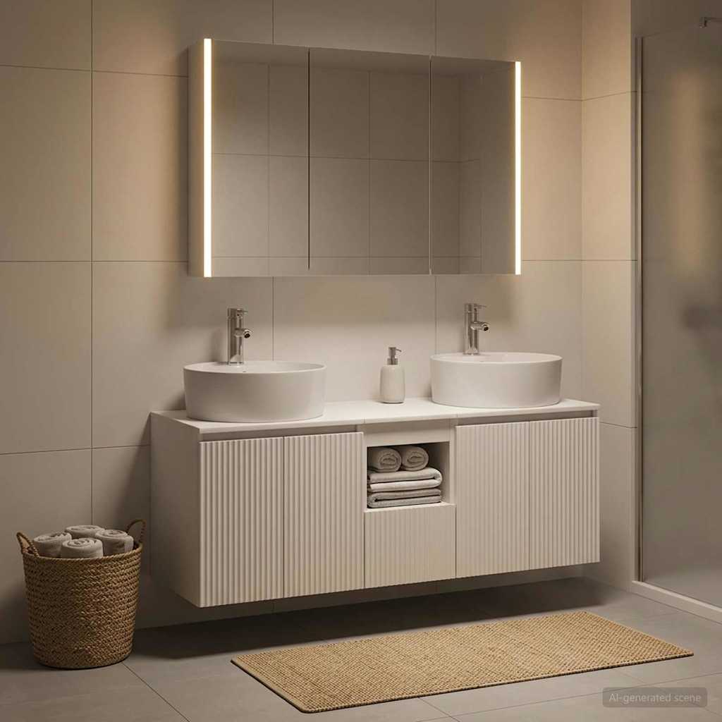 Bathroom Cabinet Set 4 pcs White Engineered Wood