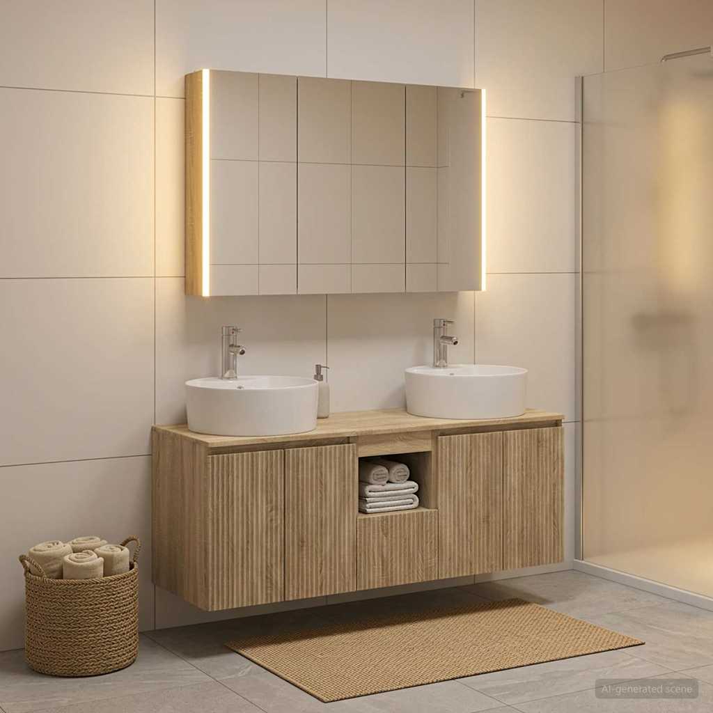 Bathroom Cabinet Set 4 pcs Sonoma Oak Engineered Wood