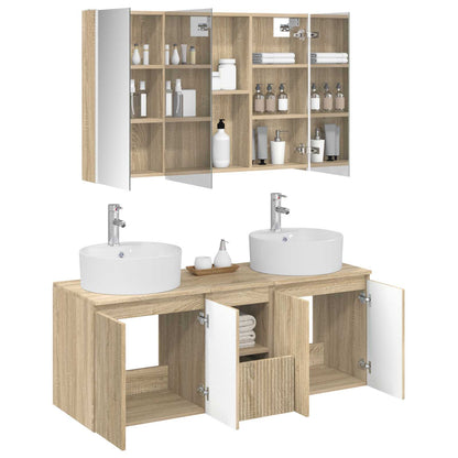 Bathroom Cabinet Set 4 pcs Sonoma Oak Engineered Wood