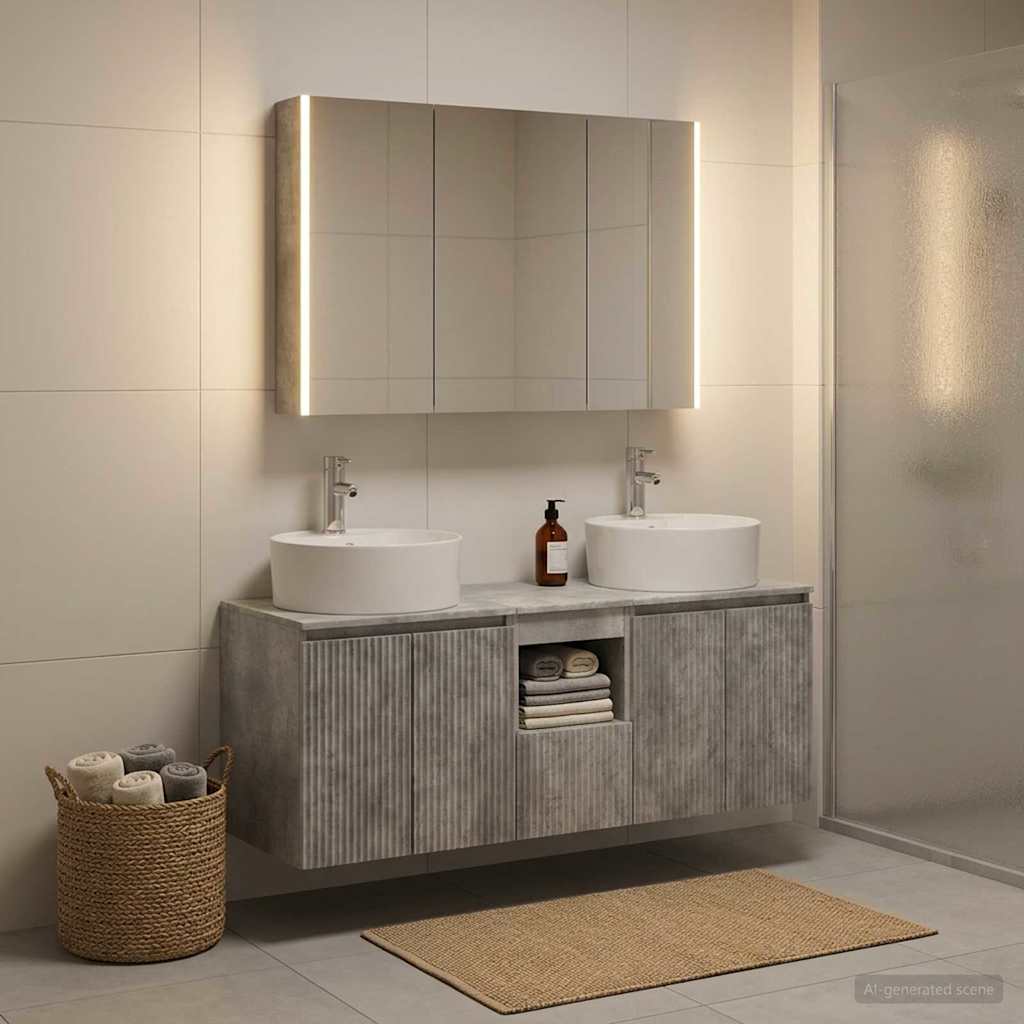 Bathroom Cabinet Set 4 pcs Concrete Grey Engineered Wood