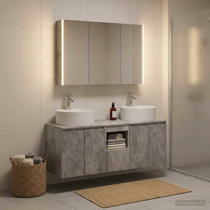 Bathroom Cabinet Set 4 pcs Concrete Grey Engineered Wood