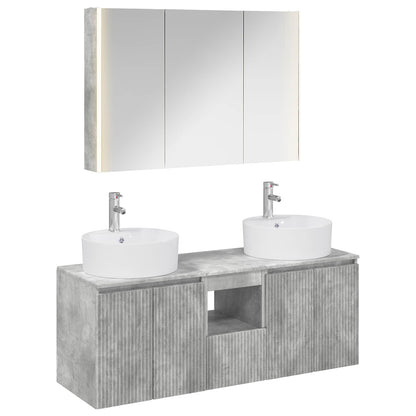 Bathroom Cabinet Set 4 pcs Concrete Grey Engineered Wood