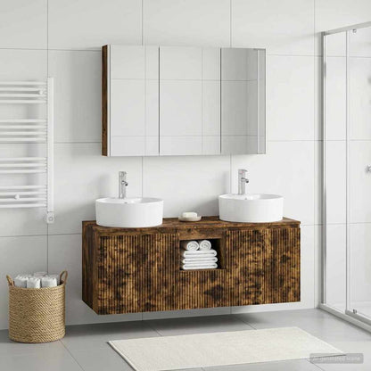 Bathroom Cabinet Set 4 pcs Smoked Oak Engineered Wood