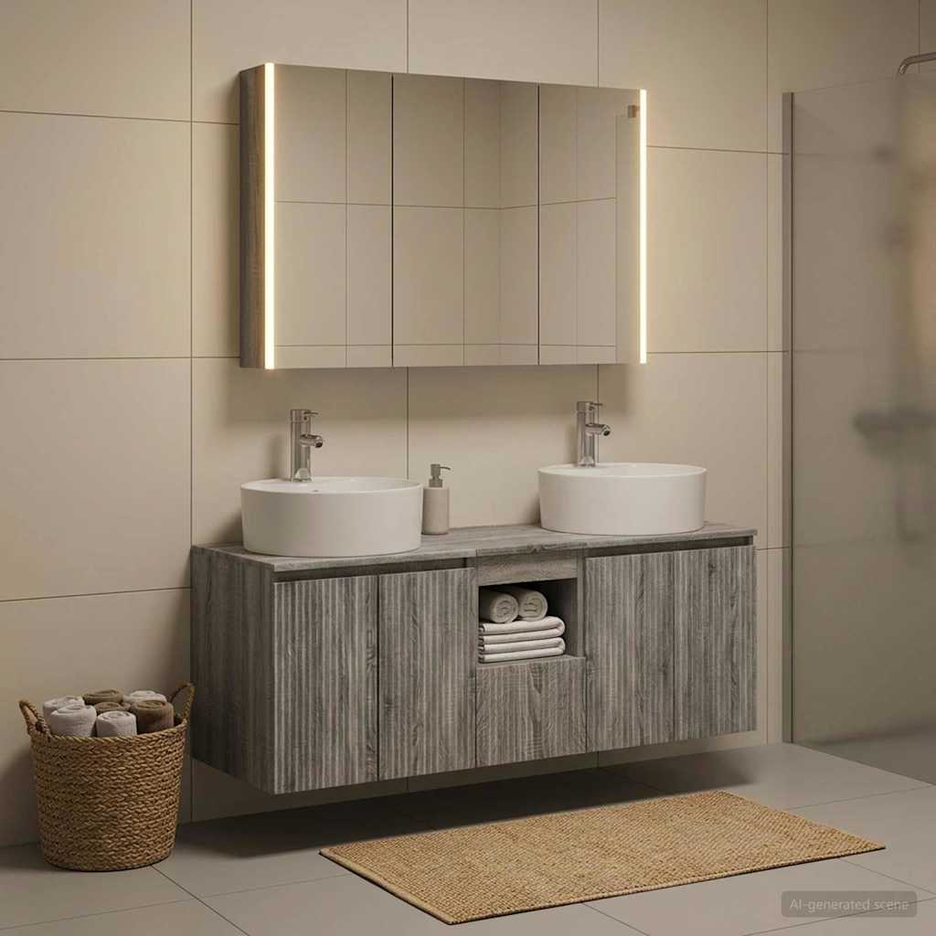 Bathroom Cabinet Set 4 pcs Grey Sonoma Engineered Wood