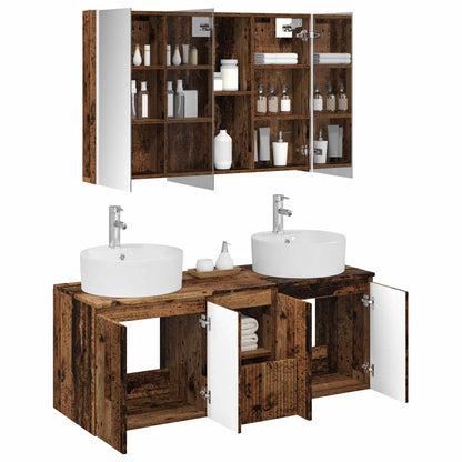 Bathroom Cabinet Set 4 pcs Old Wood Engineered Wood