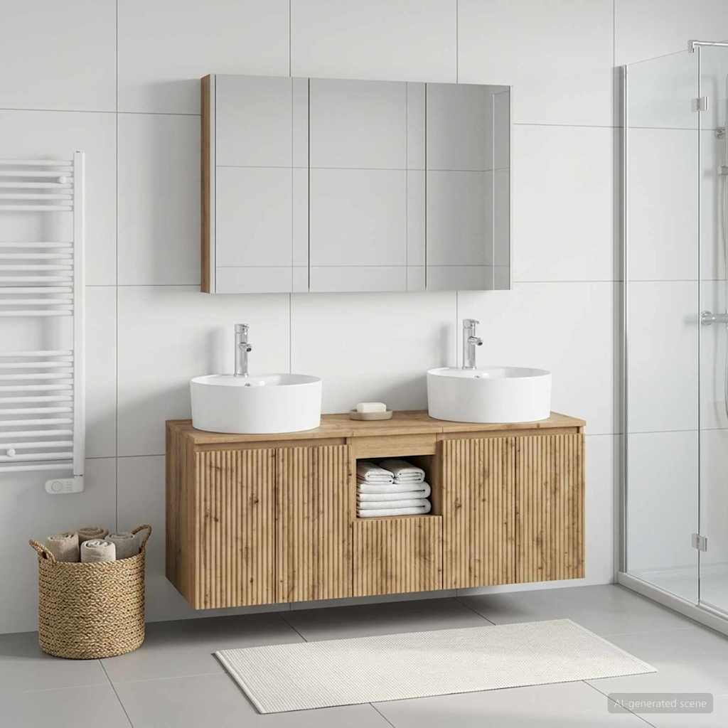 Bathroom Cabinet Set 4 pcs Artisan Oak Engineered Wood