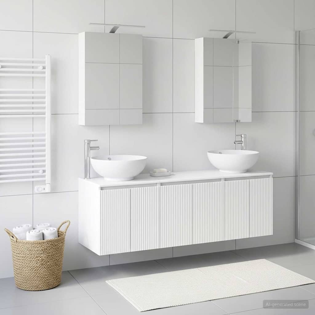 Bathroom Cabinet Set 5 pcs White Engineered Wood
