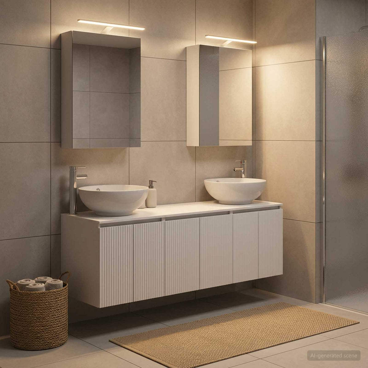 Bathroom Cabinet Set 5 pcs White Engineered Wood