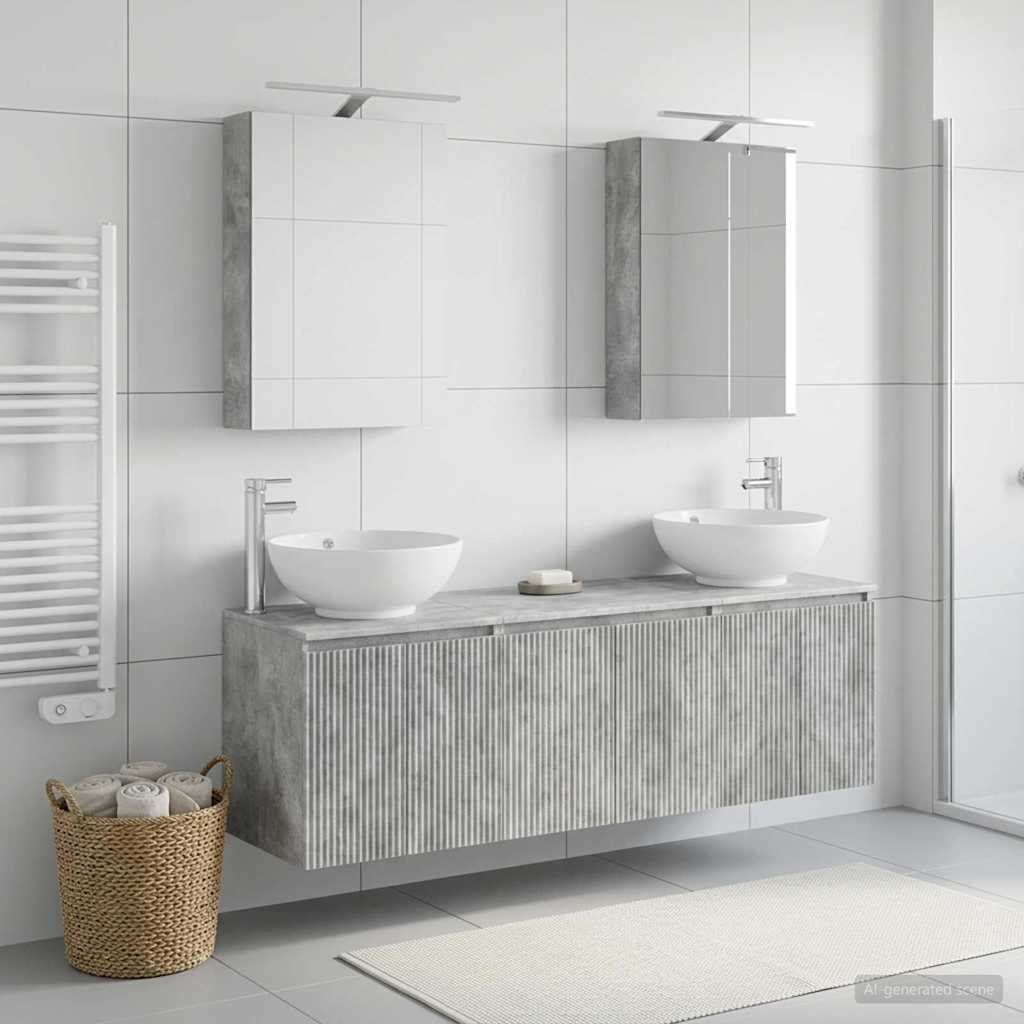 Bathroom Cabinet Set 5 pcs Concrete Grey Engineered Wood