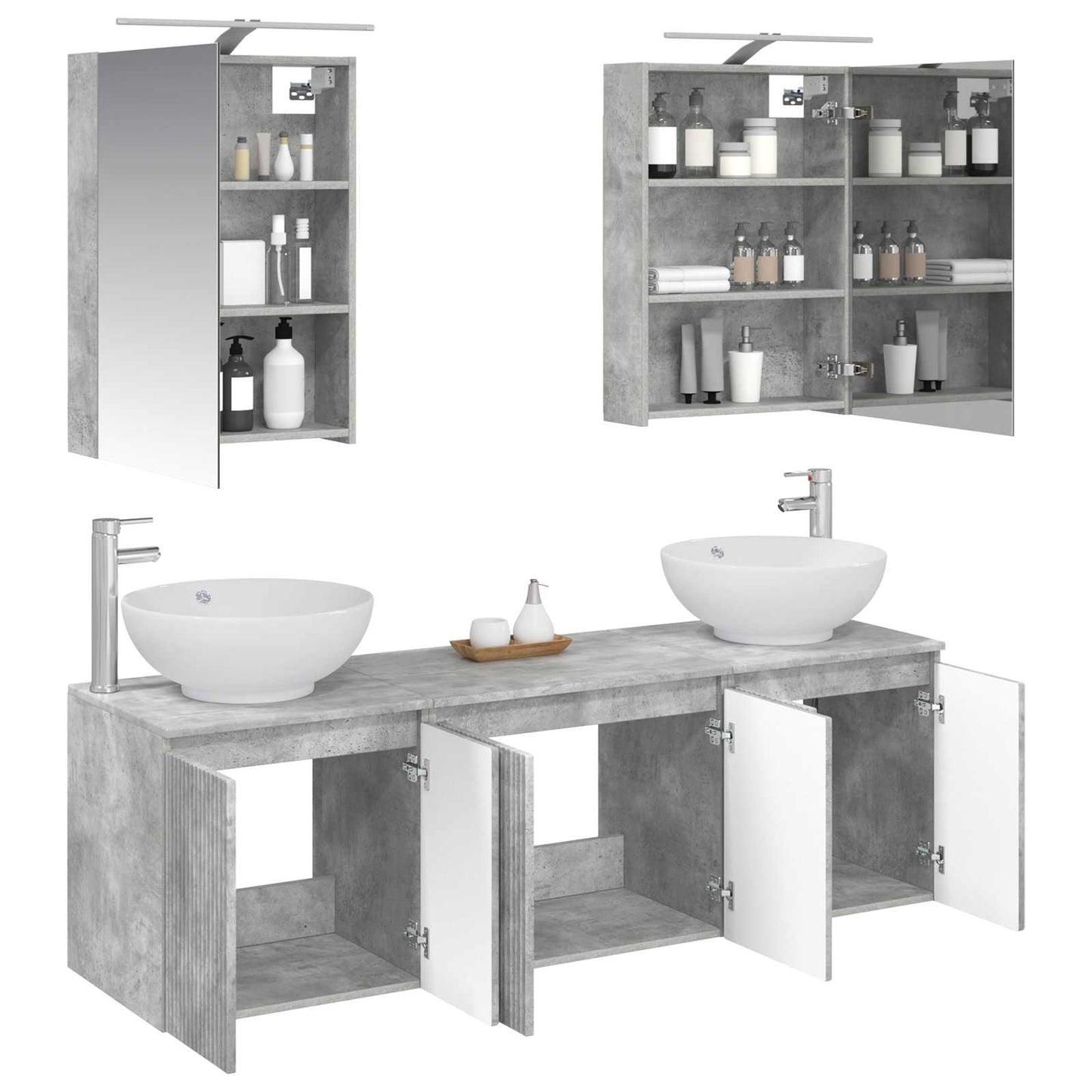 Bathroom Cabinet Set 5 pcs Concrete Grey Engineered Wood