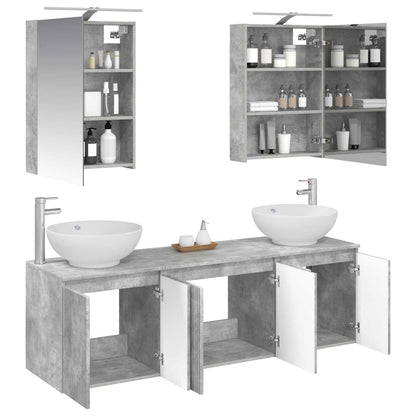 Bathroom Cabinet Set 5 pcs Concrete Grey Engineered Wood