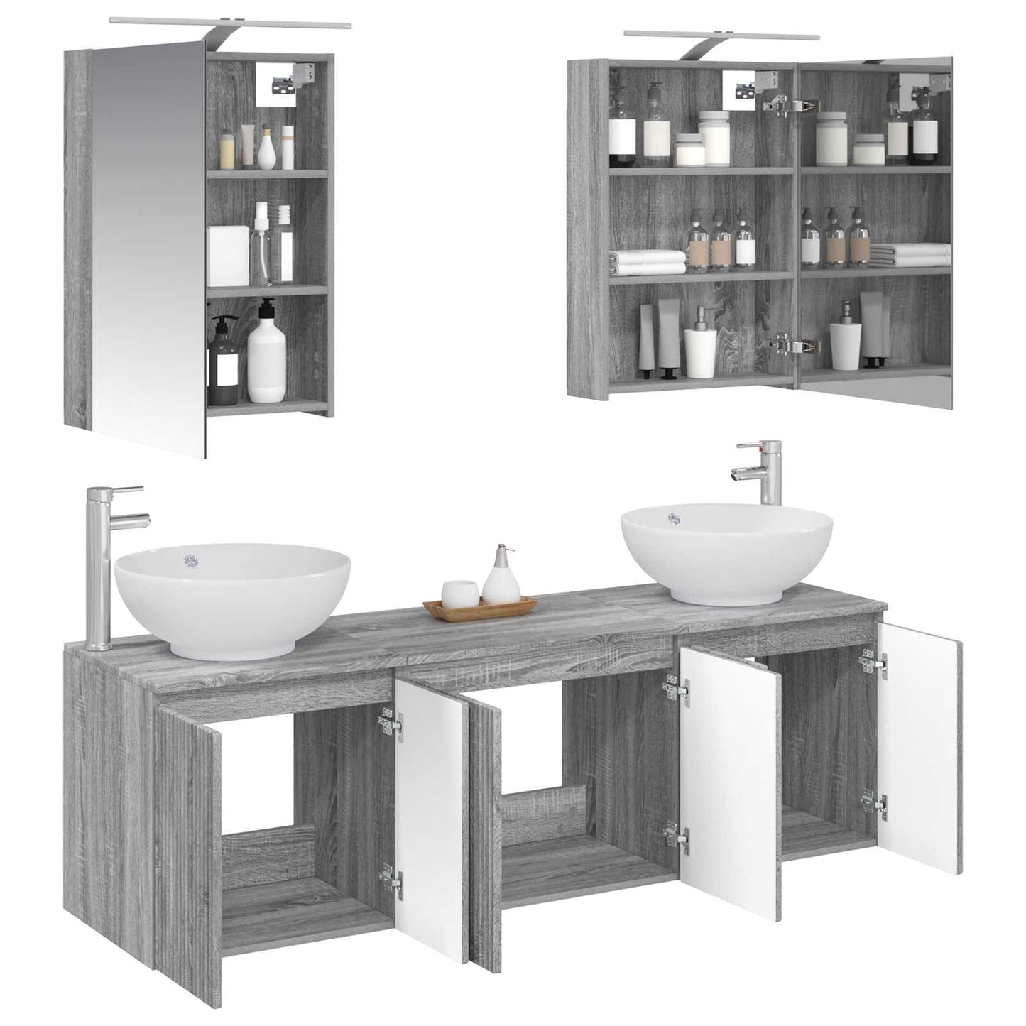 Bathroom Cabinet Set 5 pcs Grey Sonoma Engineered Wood