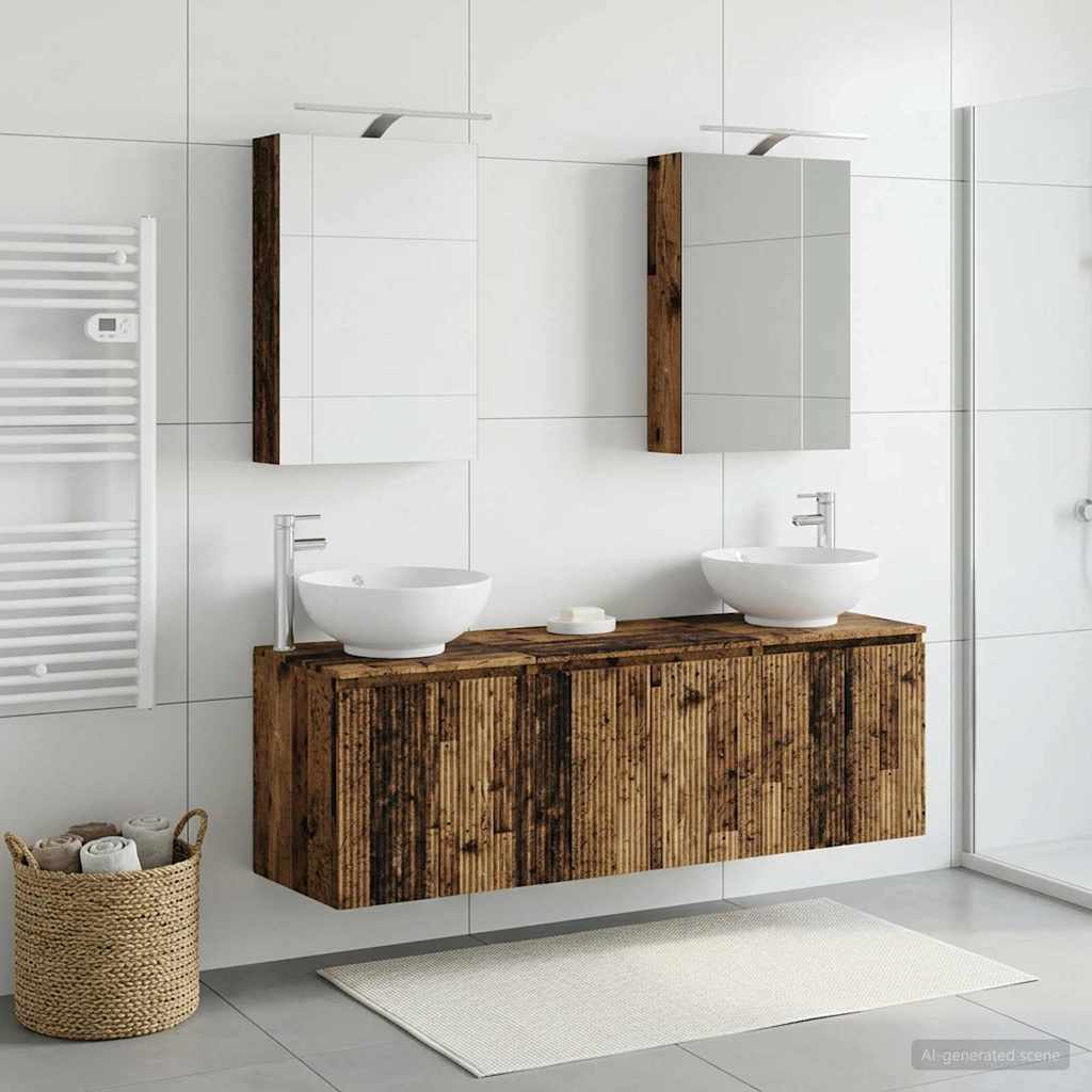 Bathroom Cabinet Set 5 pcs Old Wood Engineered Wood