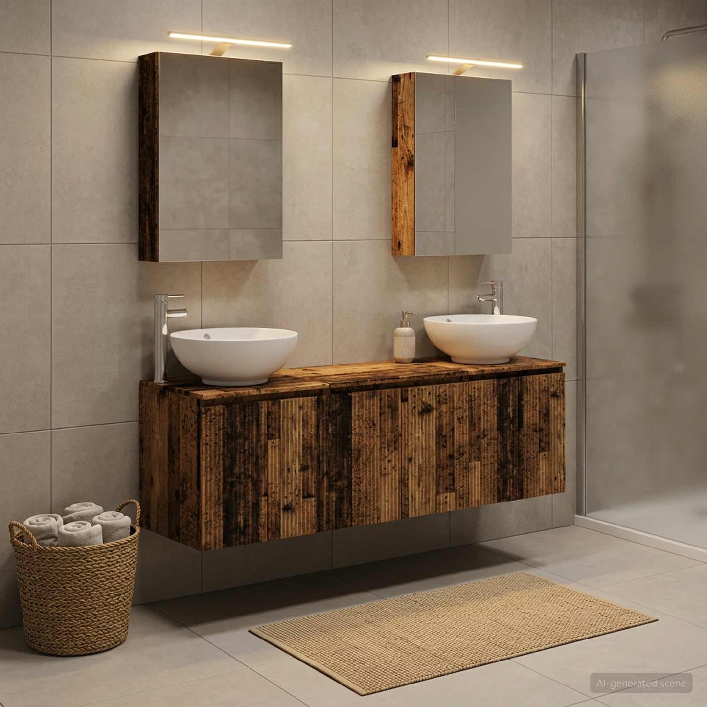 Bathroom Cabinet Set 5 pcs Old Wood Engineered Wood