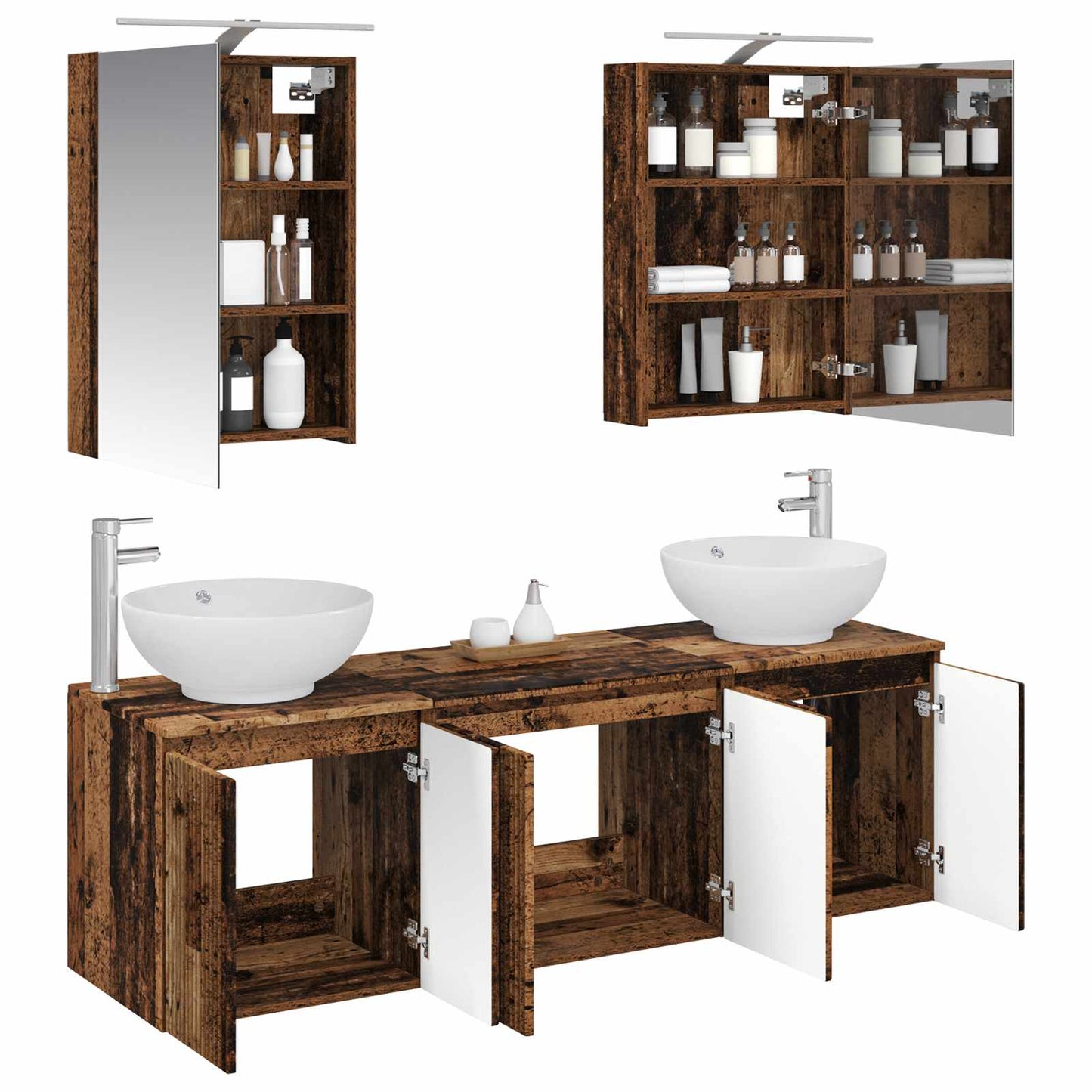 Bathroom Cabinet Set 5 pcs Old Wood Engineered Wood
