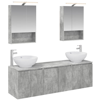 Bathroom Cabinet Set 5 pcs Concrete Grey Engineered Wood