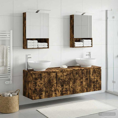 Bathroom Cabinet Set 5 pcs Smoked Oak Engineered Wood