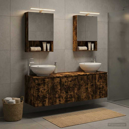 Bathroom Cabinet Set 5 pcs Smoked Oak Engineered Wood