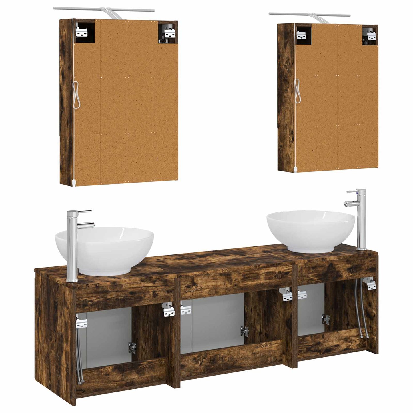 Bathroom Cabinet Set 5 pcs Smoked Oak Engineered Wood
