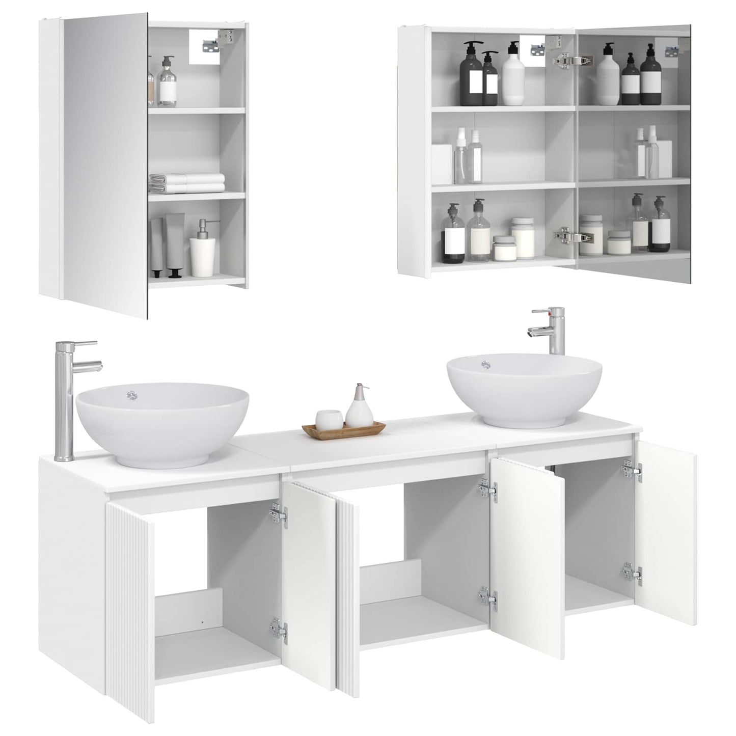 Bathroom Cabinet Set 5 pcs White Engineered Wood