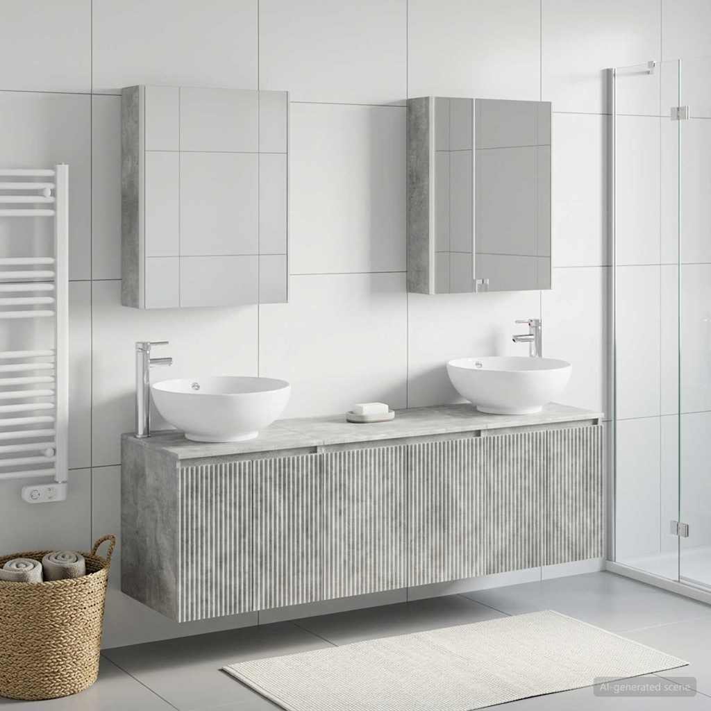 Bathroom Cabinet Set 5 pcs Concrete Grey Engineered Wood