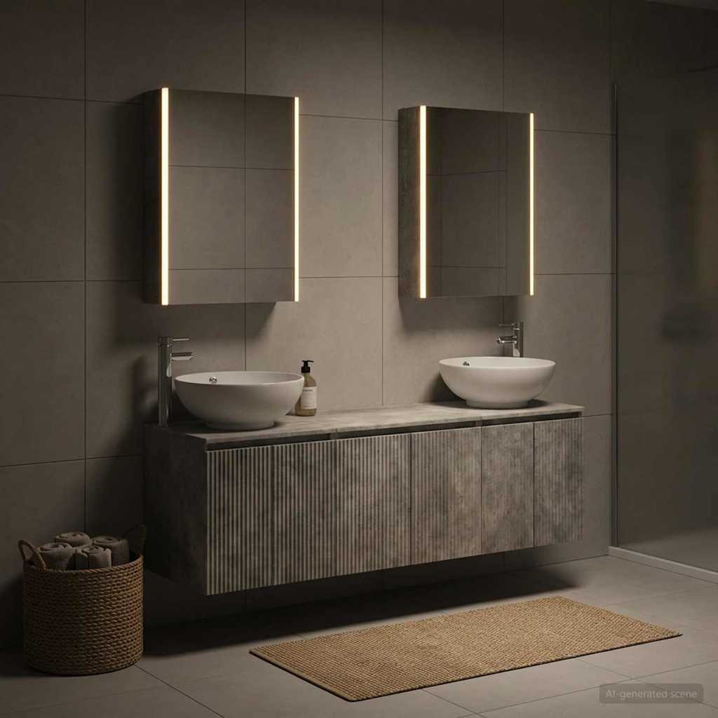 Bathroom Cabinet Set 5 pcs Concrete Grey Engineered Wood