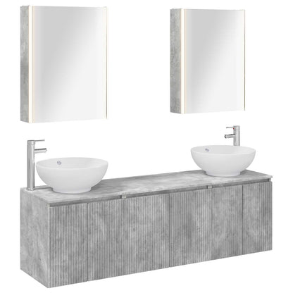 Bathroom Cabinet Set 5 pcs Concrete Grey Engineered Wood