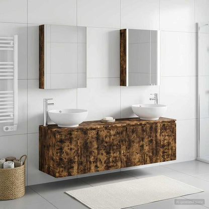 Bathroom Cabinet Set 5 pcs Smoked Oak Engineered Wood