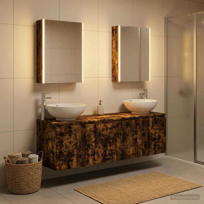 Bathroom Cabinet Set 5 pcs Smoked Oak Engineered Wood