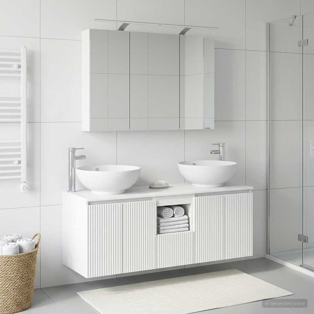 Bathroom Cabinet Set 4 pcs White Engineered Wood
