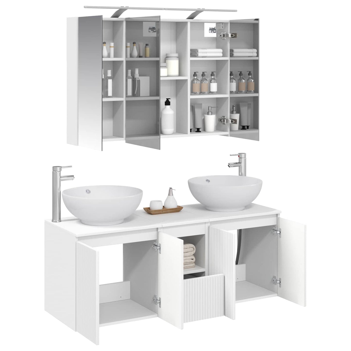 Bathroom Cabinet Set 4 pcs White Engineered Wood