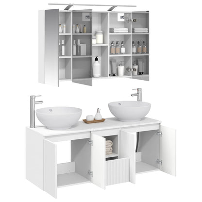 Bathroom Cabinet Set 4 pcs White Engineered Wood