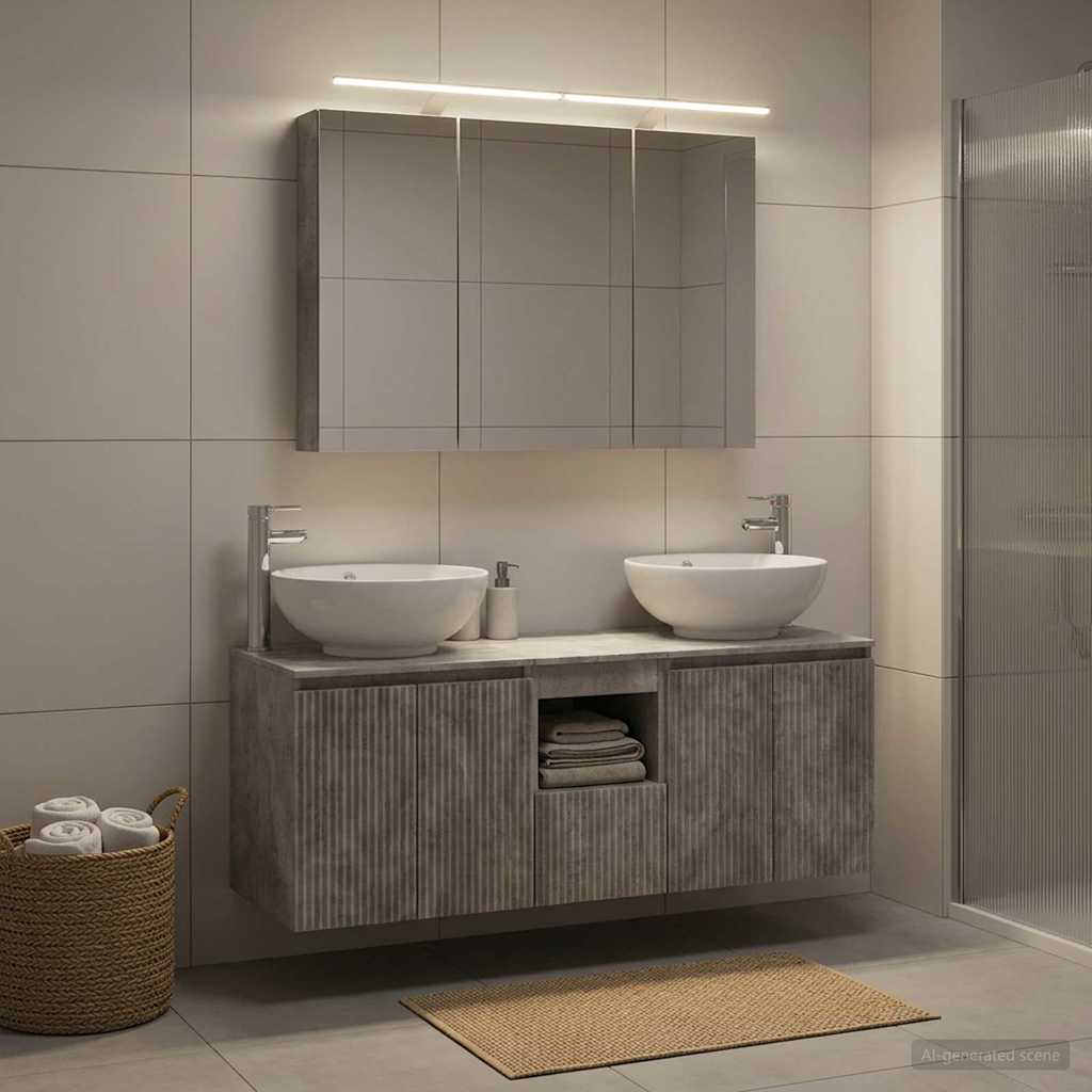 Bathroom Cabinet Set 4 pcs Concrete Grey Engineered Wood