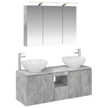 Bathroom Cabinet Set 4 pcs Concrete Grey Engineered Wood