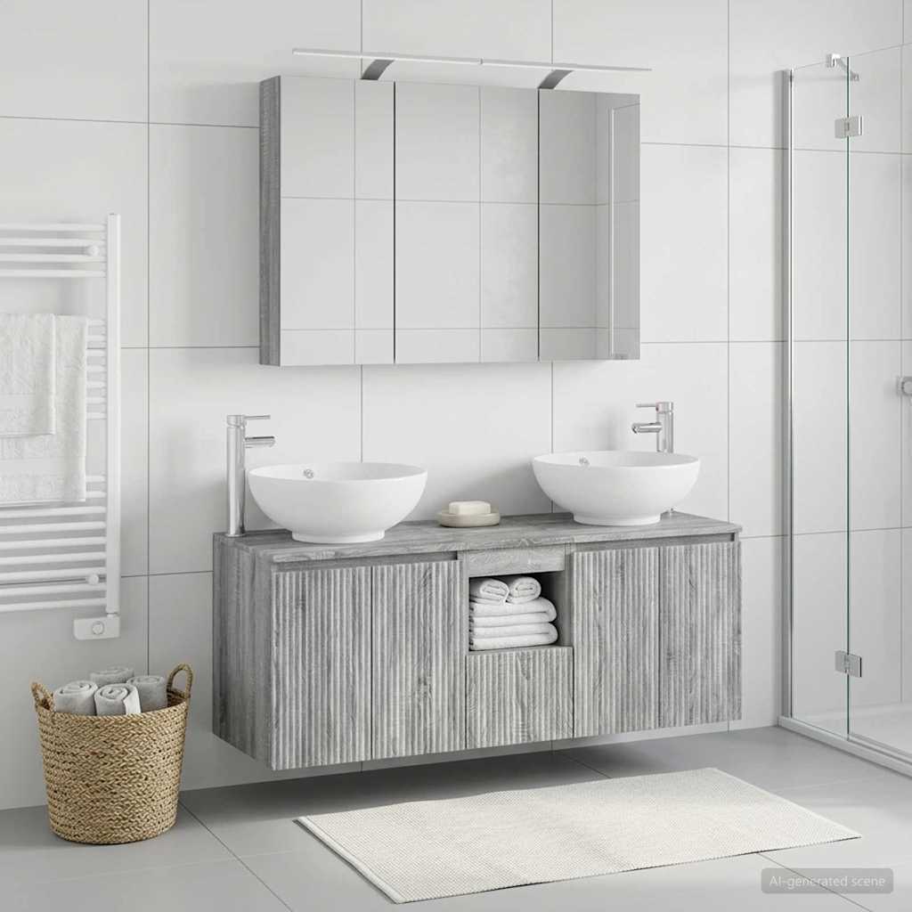 Bathroom Cabinet Set 4 pcs Grey Sonoma Engineered Wood