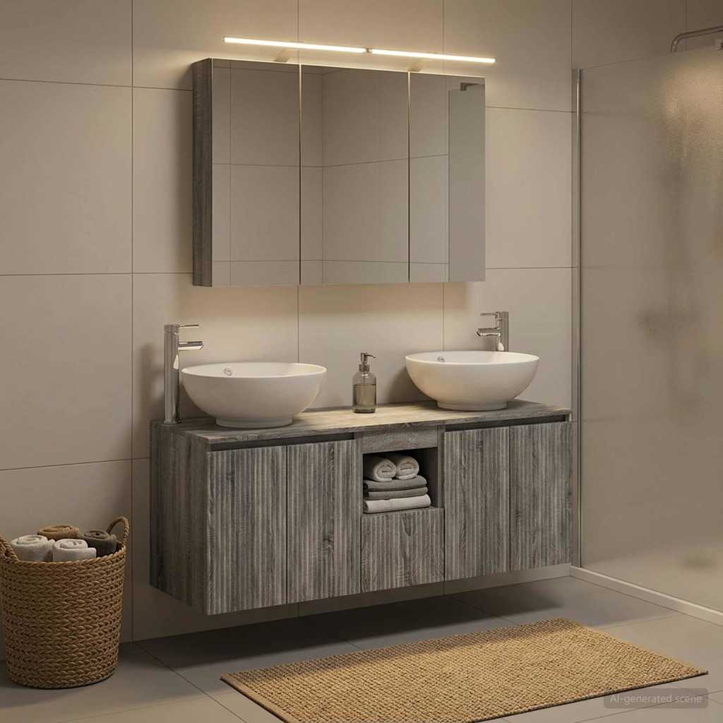 Bathroom Cabinet Set 4 pcs Grey Sonoma Engineered Wood
