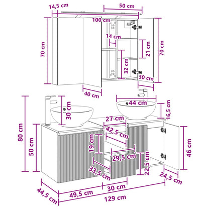 Bathroom Cabinet Set 4 pcs Artisan Oak Engineered Wood