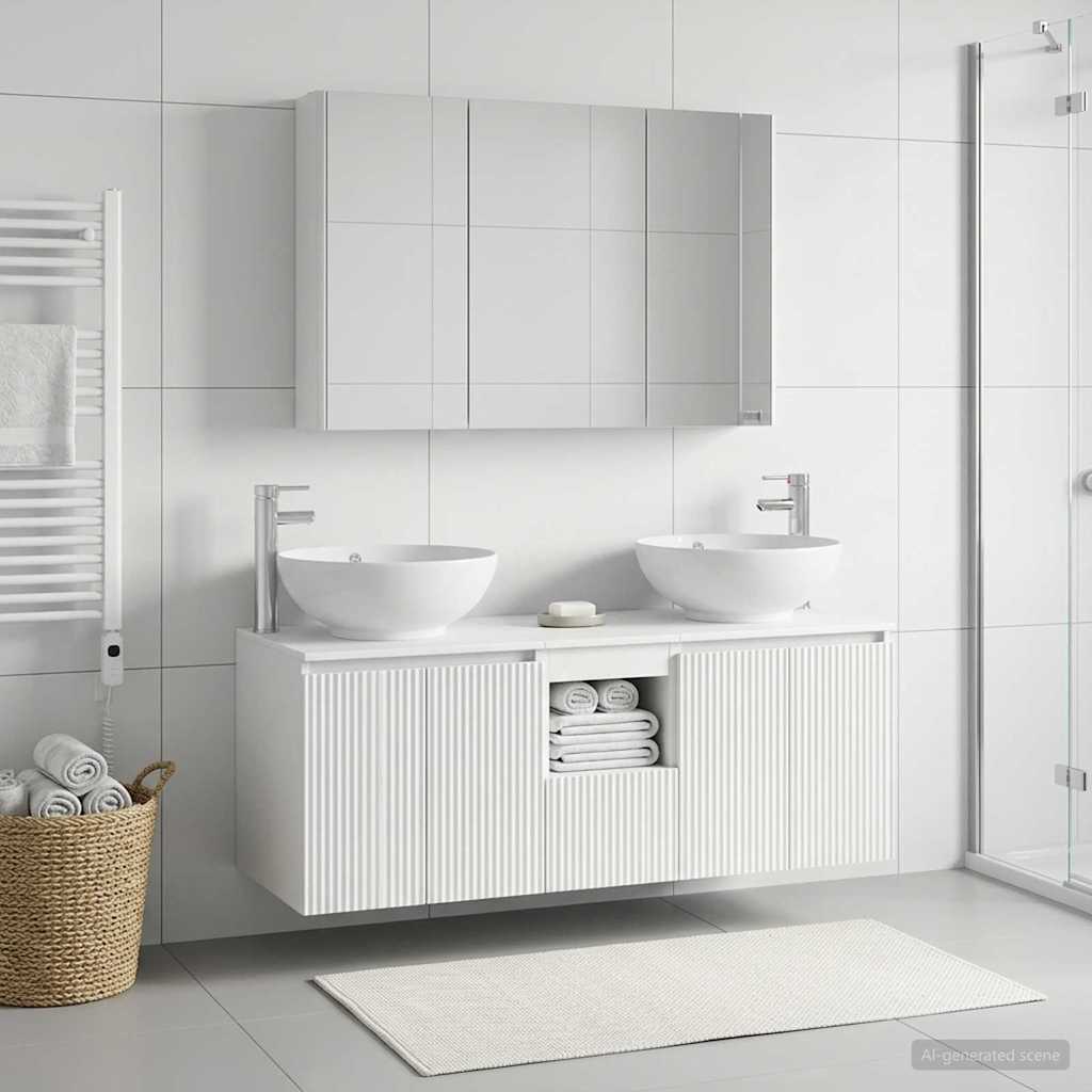 Bathroom Cabinet Set 4 pcs White Engineered Wood