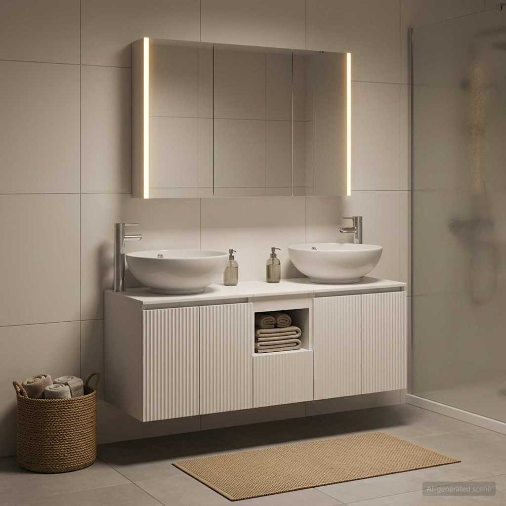 Bathroom Cabinet Set 4 pcs White Engineered Wood