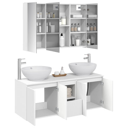 Bathroom Cabinet Set 4 pcs White Engineered Wood