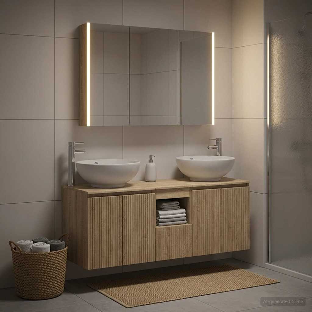 Bathroom Cabinet Set 4 pcs Sonoma Oak Engineered Wood