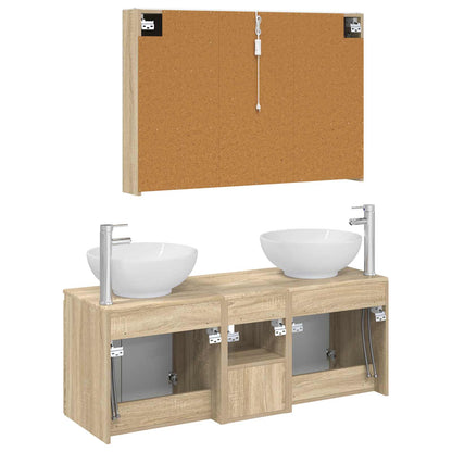 Bathroom Cabinet Set 4 pcs Sonoma Oak Engineered Wood