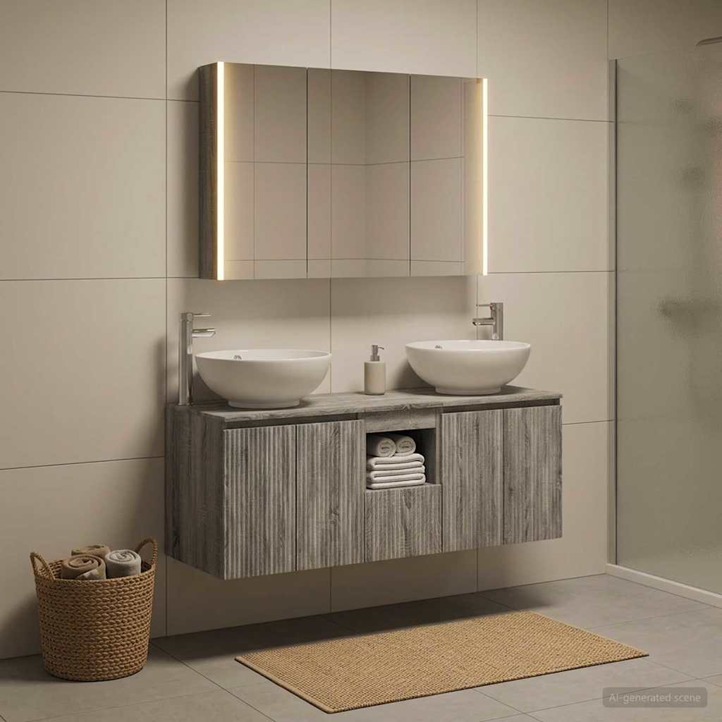 Bathroom Cabinet Set 4 pcs Grey Sonoma Engineered Wood